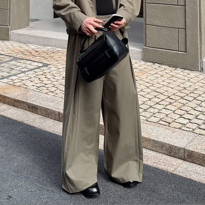 Zipper Short Jacket & Pleats Wide Leg Pants Setup WN25009