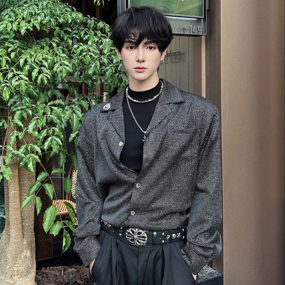 Oversize Lapel Long Sleeve Shirt WN25069