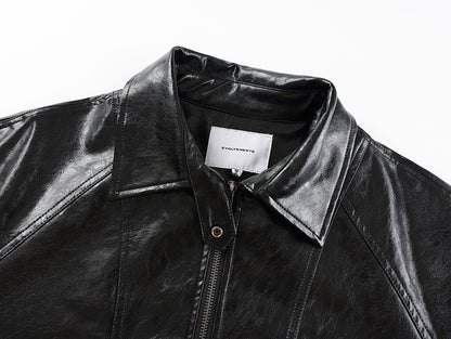 Shiny Zip-Up PU Leather Jacket WN23071