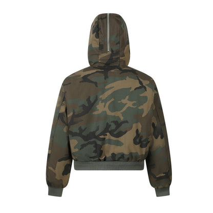 Fake Fur Collar Camouflage Short Puffer Jacket WN21932