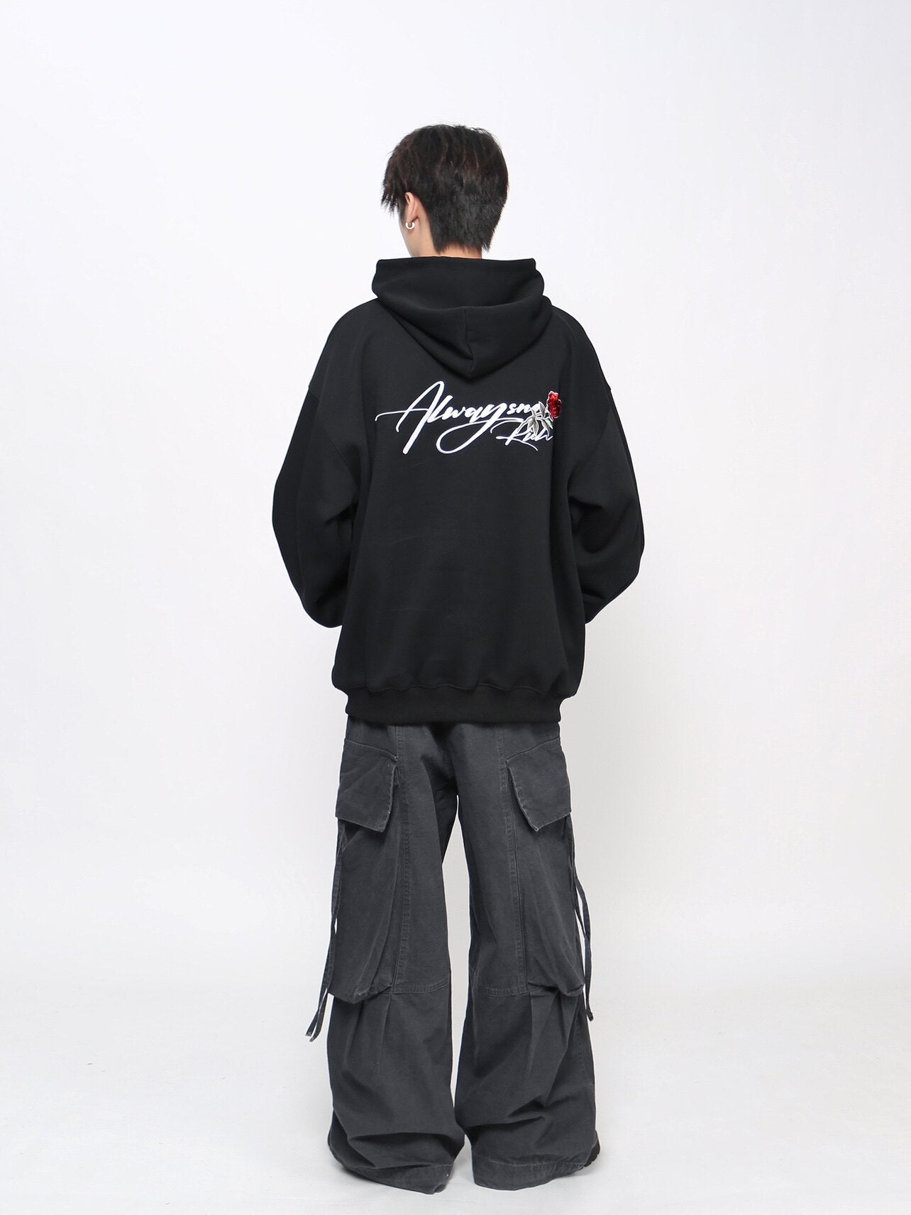 Rose Logo Embroidery Pullover Hoodie WN24477