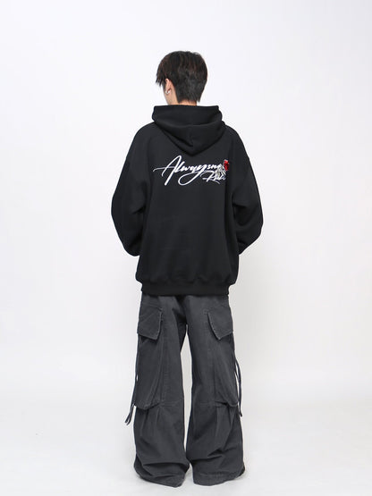 Rose Logo Embroidery Pullover Hoodie WN24477