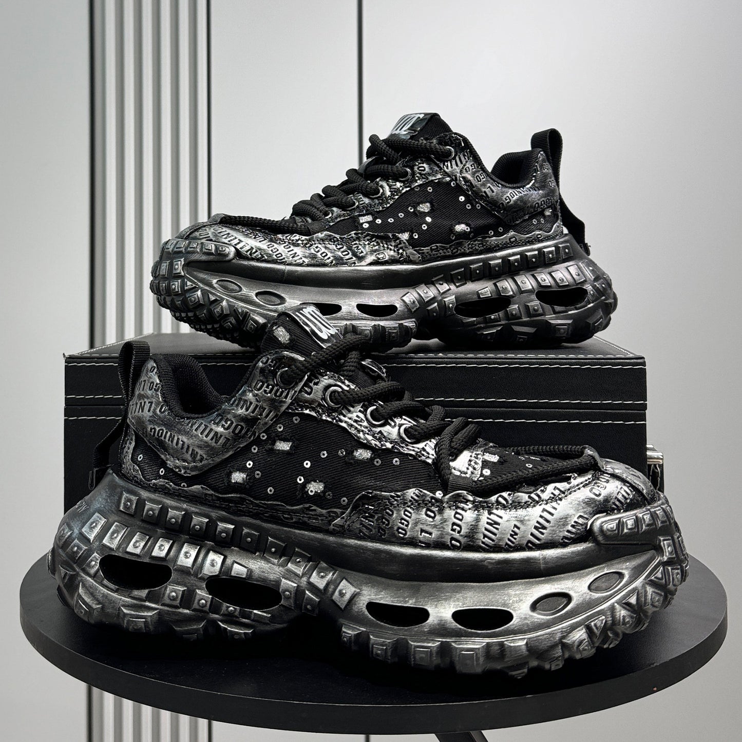 Denim Embroidery Air Sole Chunky Sole Sneakers WN24693