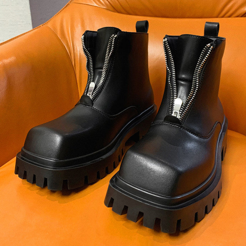 Front Zipper Combat Boots WN25054