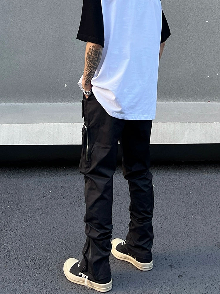 Nylon Zipper Pocket Utility Wide Leg Cargo Pants WN19545