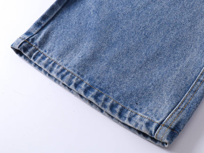 Washed Whisker Wide Leg Denim Jeans WN25481
