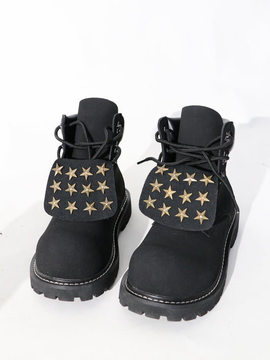 Star Studs Flap Lace-Up Boots WN24084