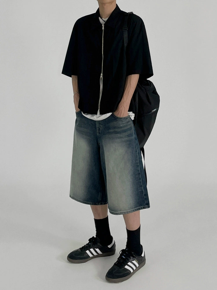 Washed Wide Leg Half Pants WN20247