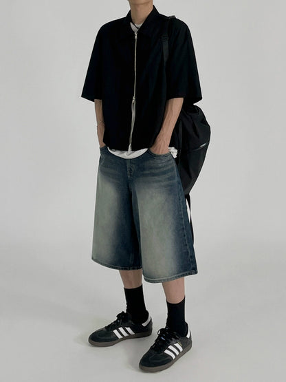 Washed Wide Leg Half Pants WN20247