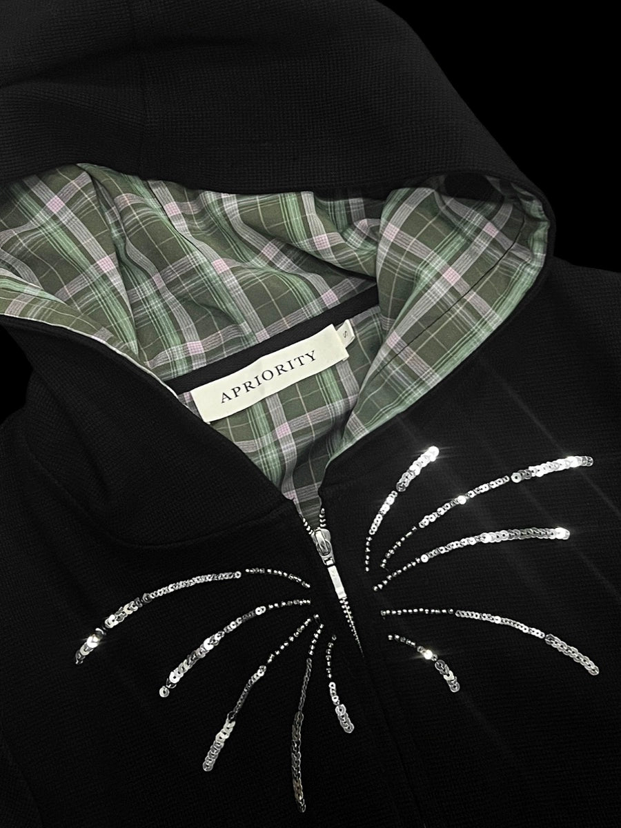 Fireworks Print Zipper Hoodie WN18854