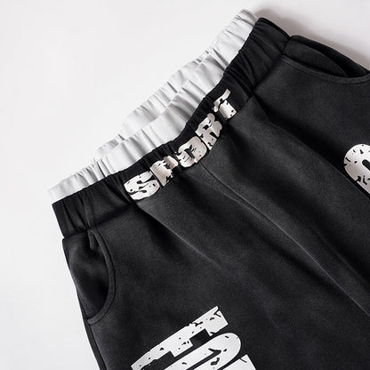 Letter Print Washed Wide Leg Sweatpants WN27927