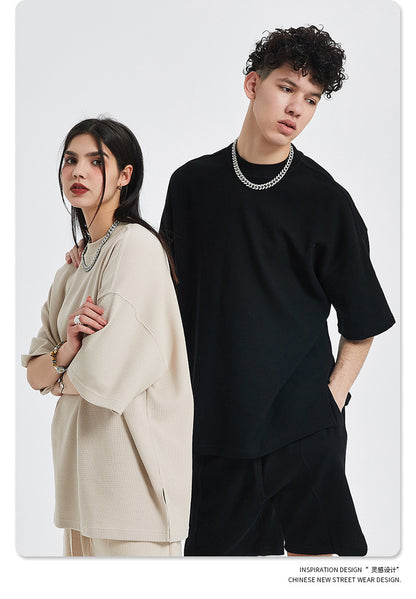 Oversize Waffle Short-sleeve T-shirt & Waffle Short Pants Setup WN6627