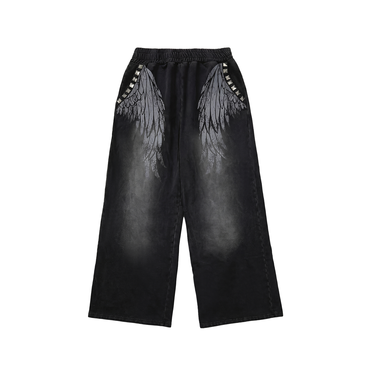 Wide Leg Wing Print Studs Detail Sweatpants WN27212