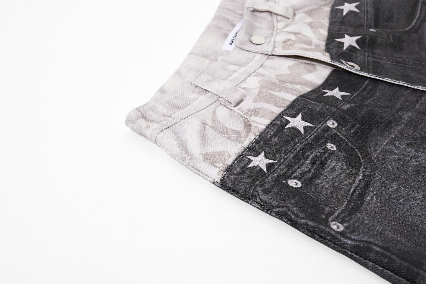 Star Damage Washed Wide Leg Denim Jeans WN25519