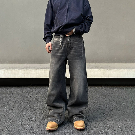 Washed Wide Leg Denim Jeans WN19506