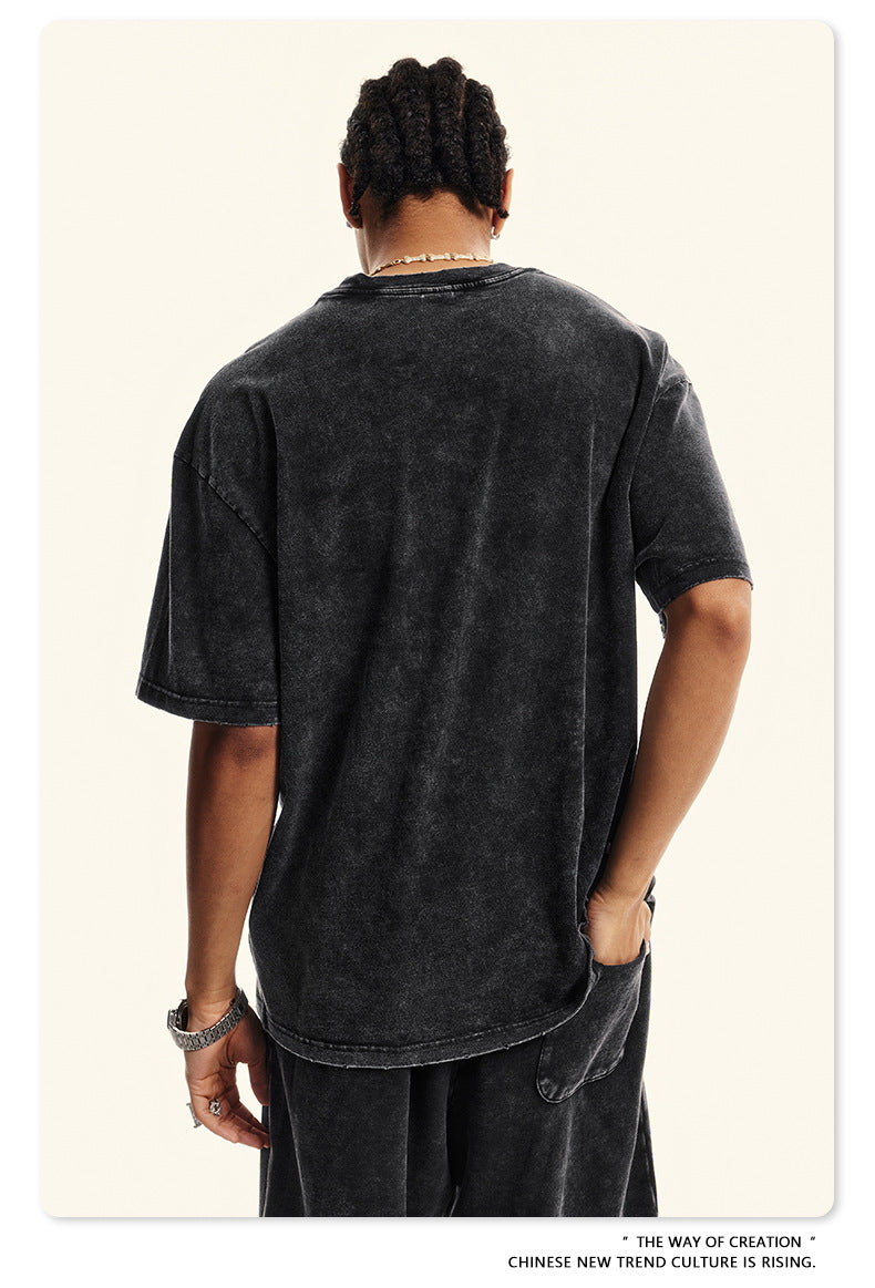Damage Wash Round Neck Short Sleeve T-Shirt WN6060