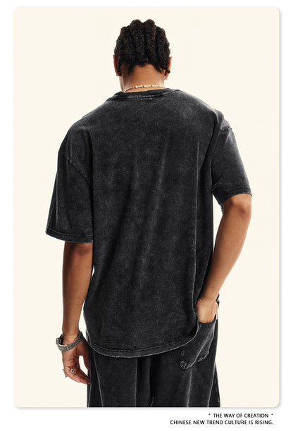 Damage Wash Round Neck Short Sleeve T-Shirt WN6060