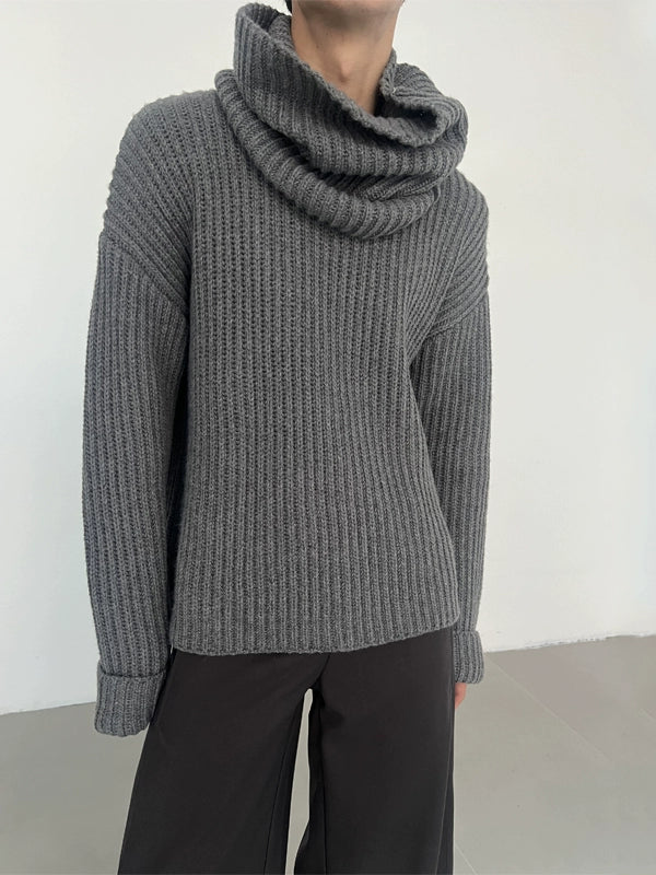 Attached Scarf Wool Knit Sweater WN21561
