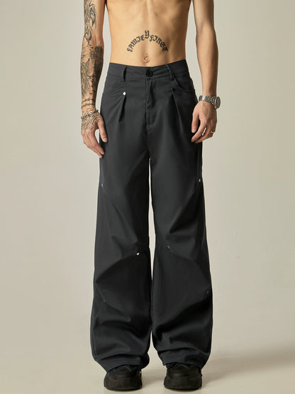 Rivet Design Wide-Leg Straight Pants WN7748