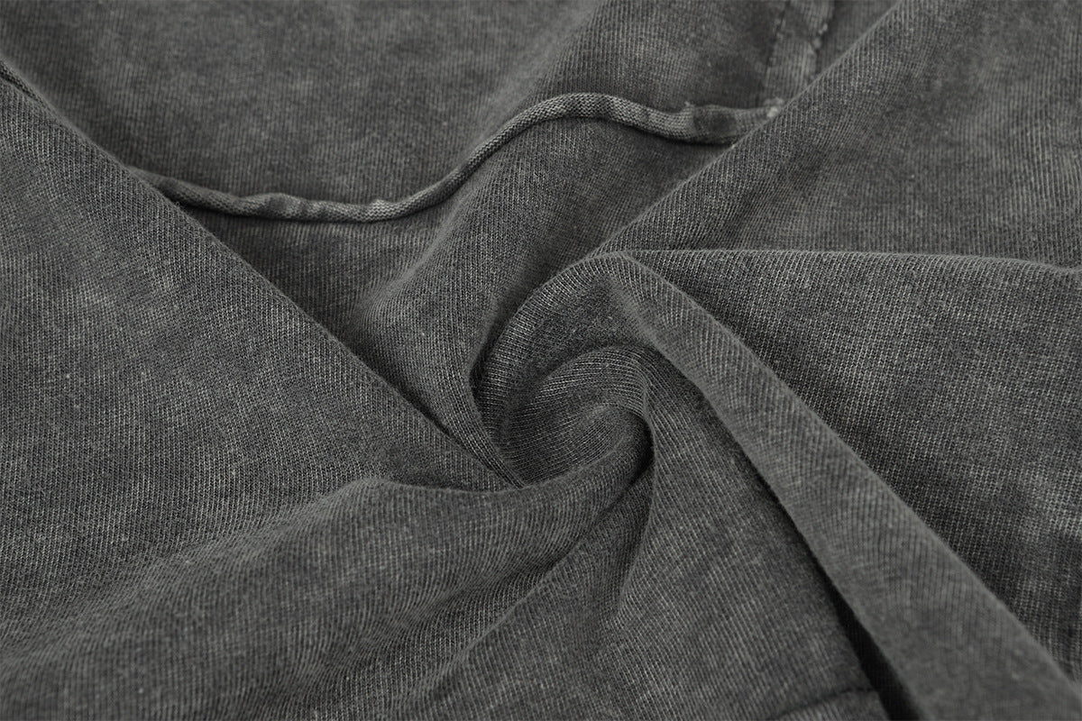 Washed Frayed Pullover Sweatshirt WN23029