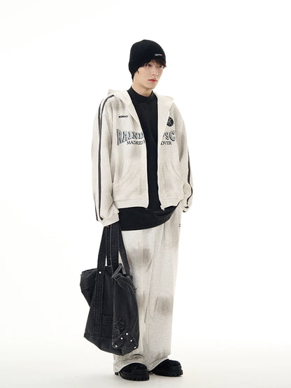 Graffiti Design Oversize Zipper Hoodie & Wide Leg Sweatpants Setup WN7674