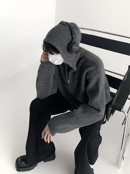 Oversize Zipper Knit Hoodie WN9133