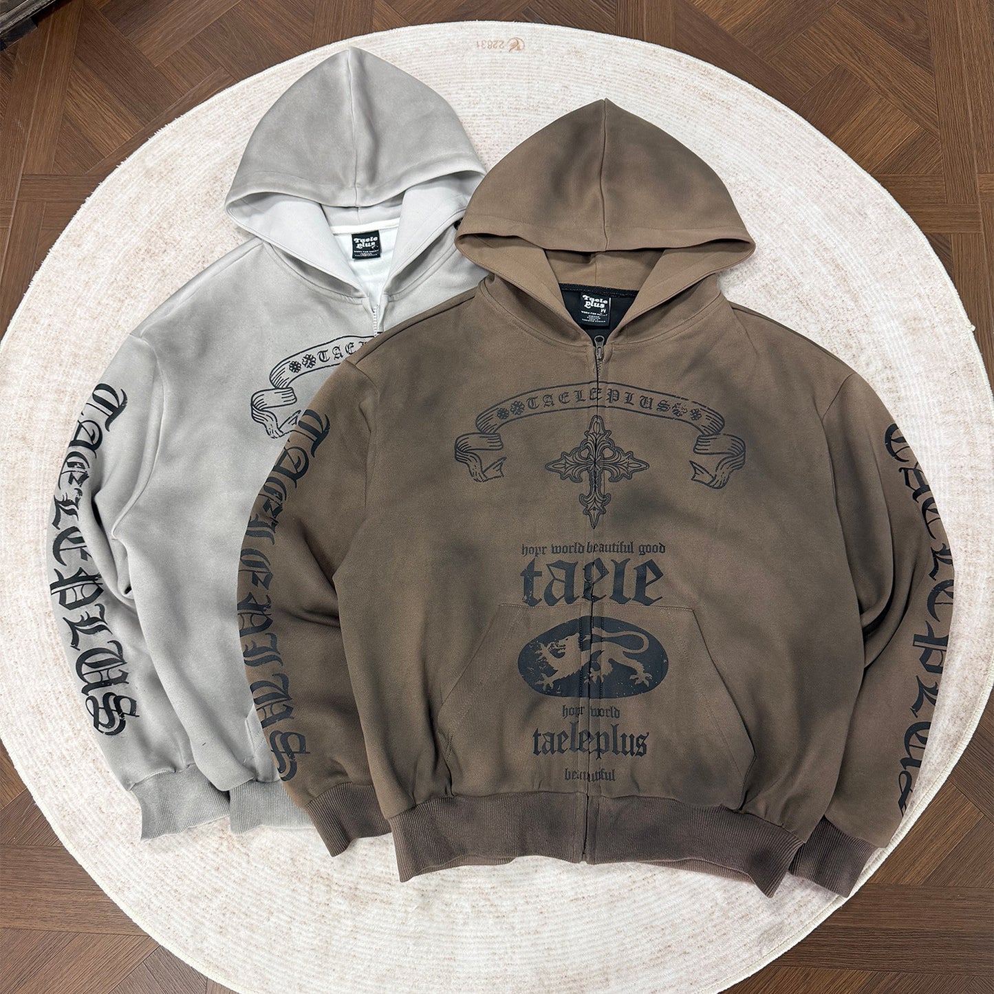 Washed Dirty Dye Zipper Hoodie WN23067