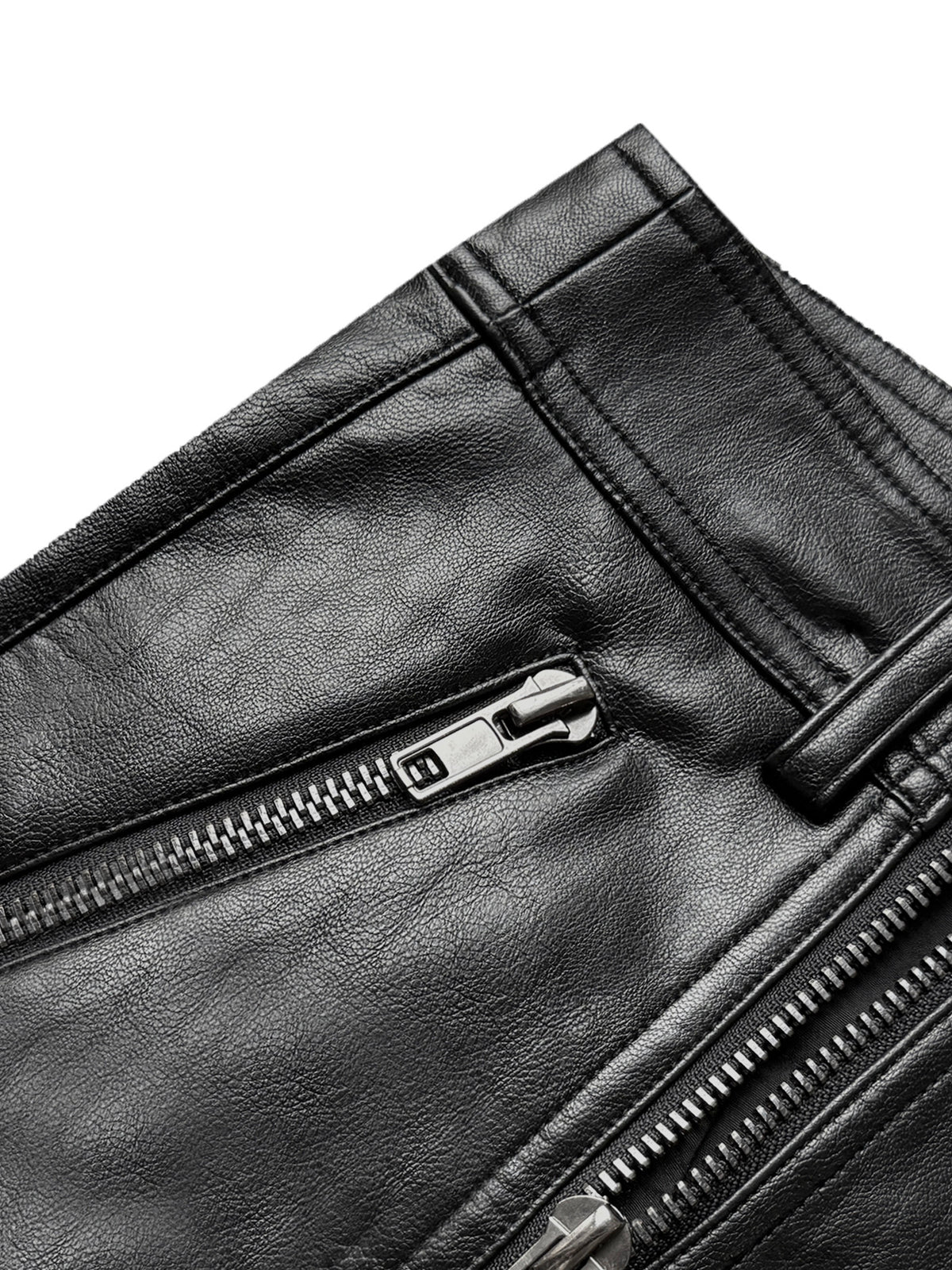 PU Leather Double-Ended Zipper Texture Flare Pants WN27062