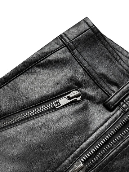 PU Leather Double-Ended Zipper Texture Flare Pants WN27062