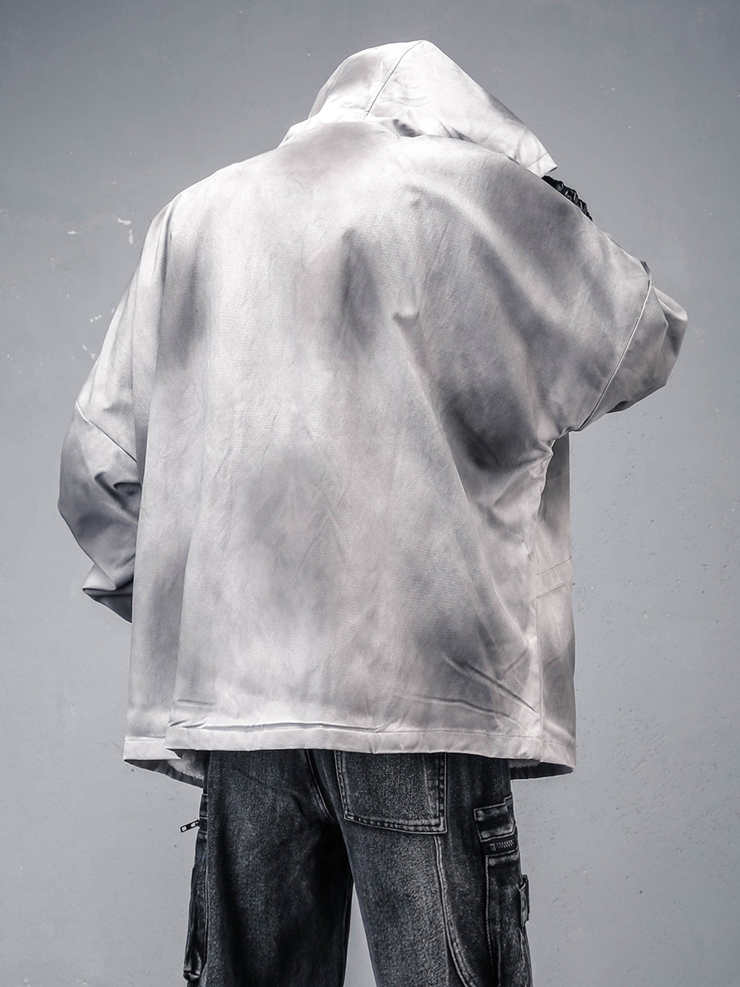 Damage Wash Hooded Zipper Jacket WN22580