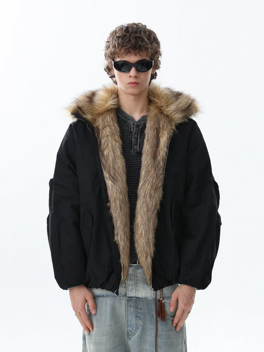 Fake Fur-Collar Thick Warm Zipper Jacket WN22094