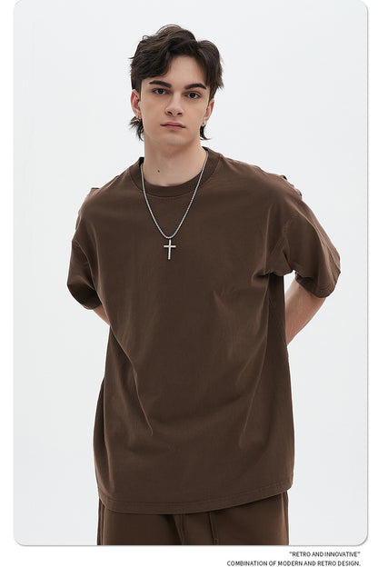 Oversize Washed Short-sleeve-T-shirt & Washed Short Sweatpants Setup WN6633