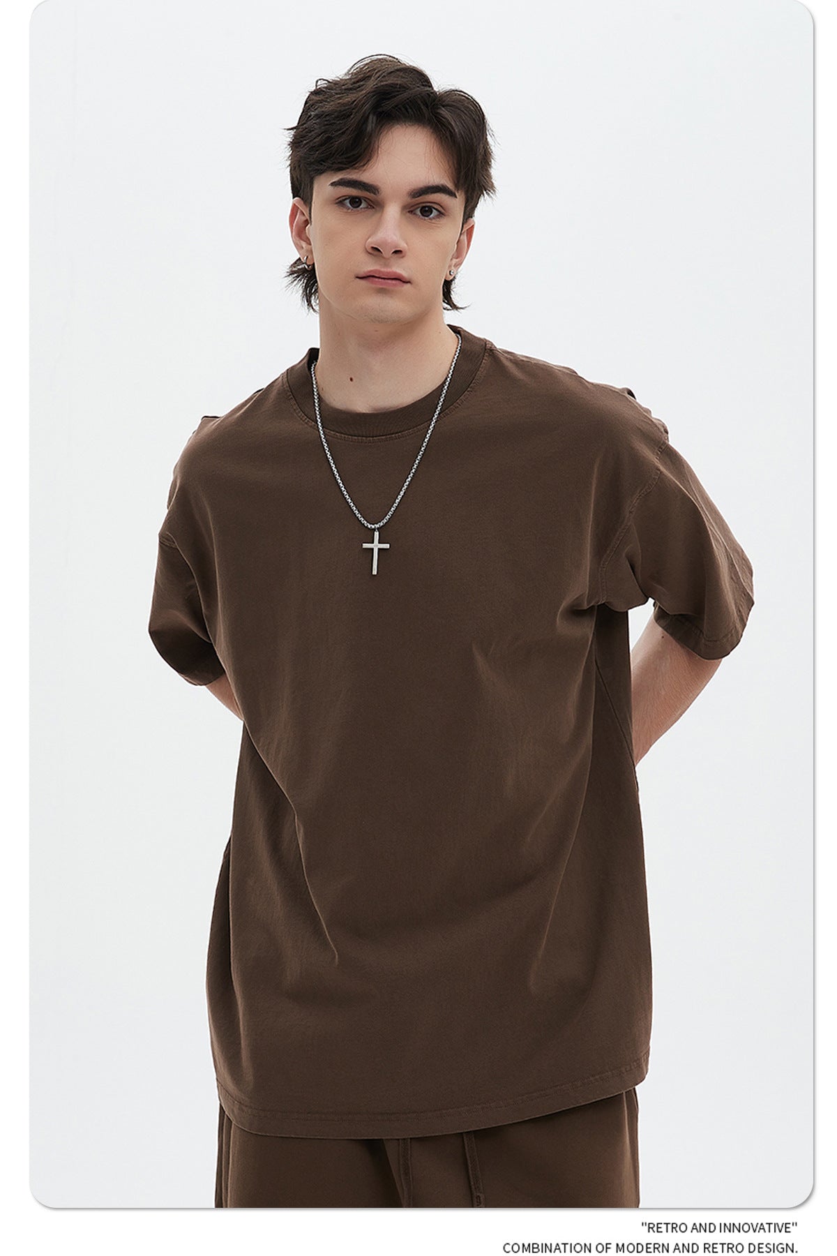 Oversize Washed Short-sleeve-T-shirt & Washed Short Sweatpants Setup WN6633-K