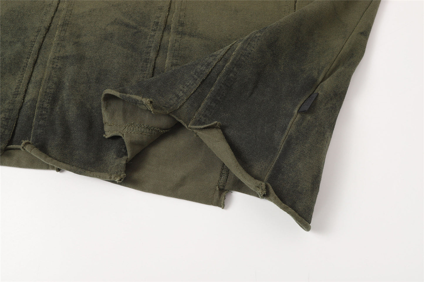 Washed Panel Raw Hem Short Sleeve T-Shirt WN26766