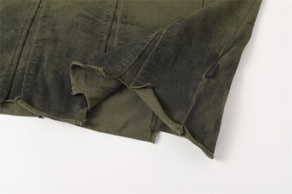 Washed Panel Raw Hem Short Sleeve T-Shirt WN26766