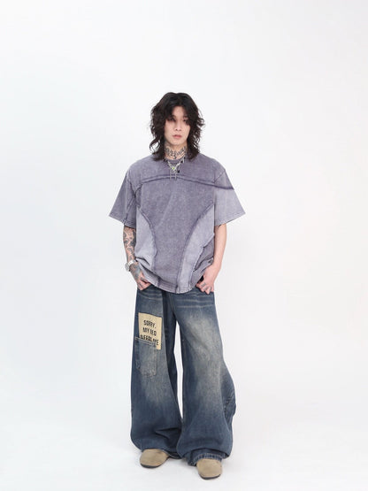 Oversize Asymmetrical Patchwork T-Shirt WN24438