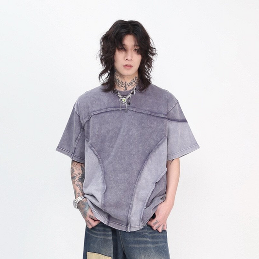 Oversize Asymmetrical Patchwork T-Shirt WN24438