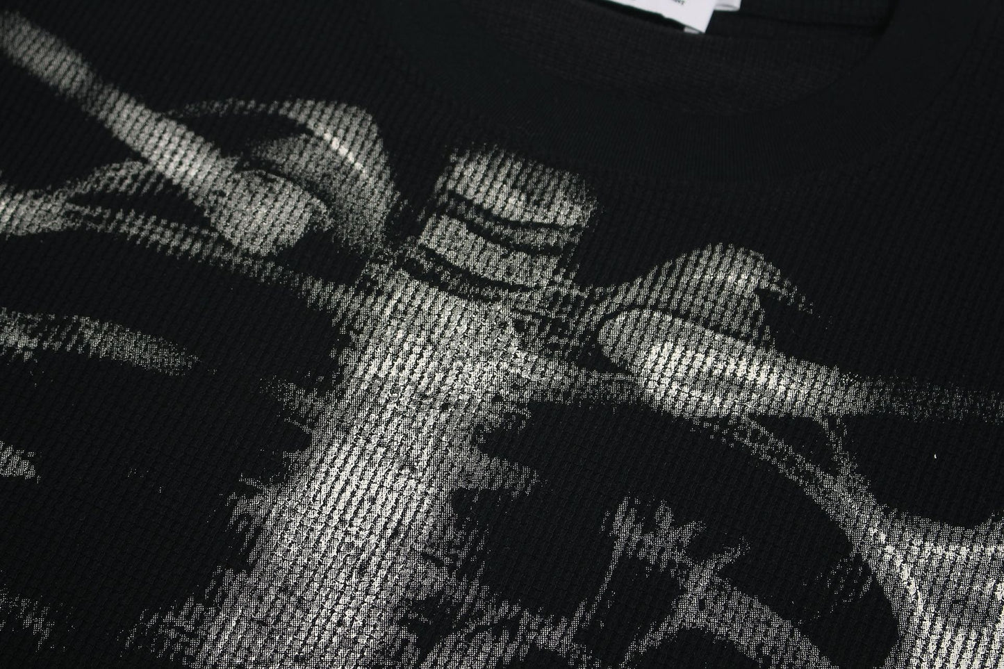 Skeleton Print Waffle Short Sleeve T-Shirt WN25913