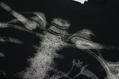 Skeleton Print Waffle Short Sleeve T-Shirt WN25913
