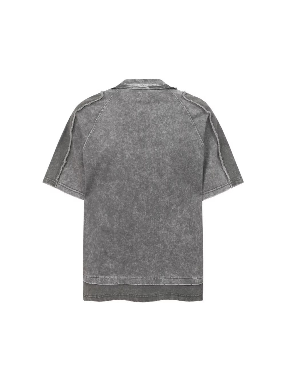 Washed Fake Layered Pocket Detail Short Sleeve T-Shirt WN28028