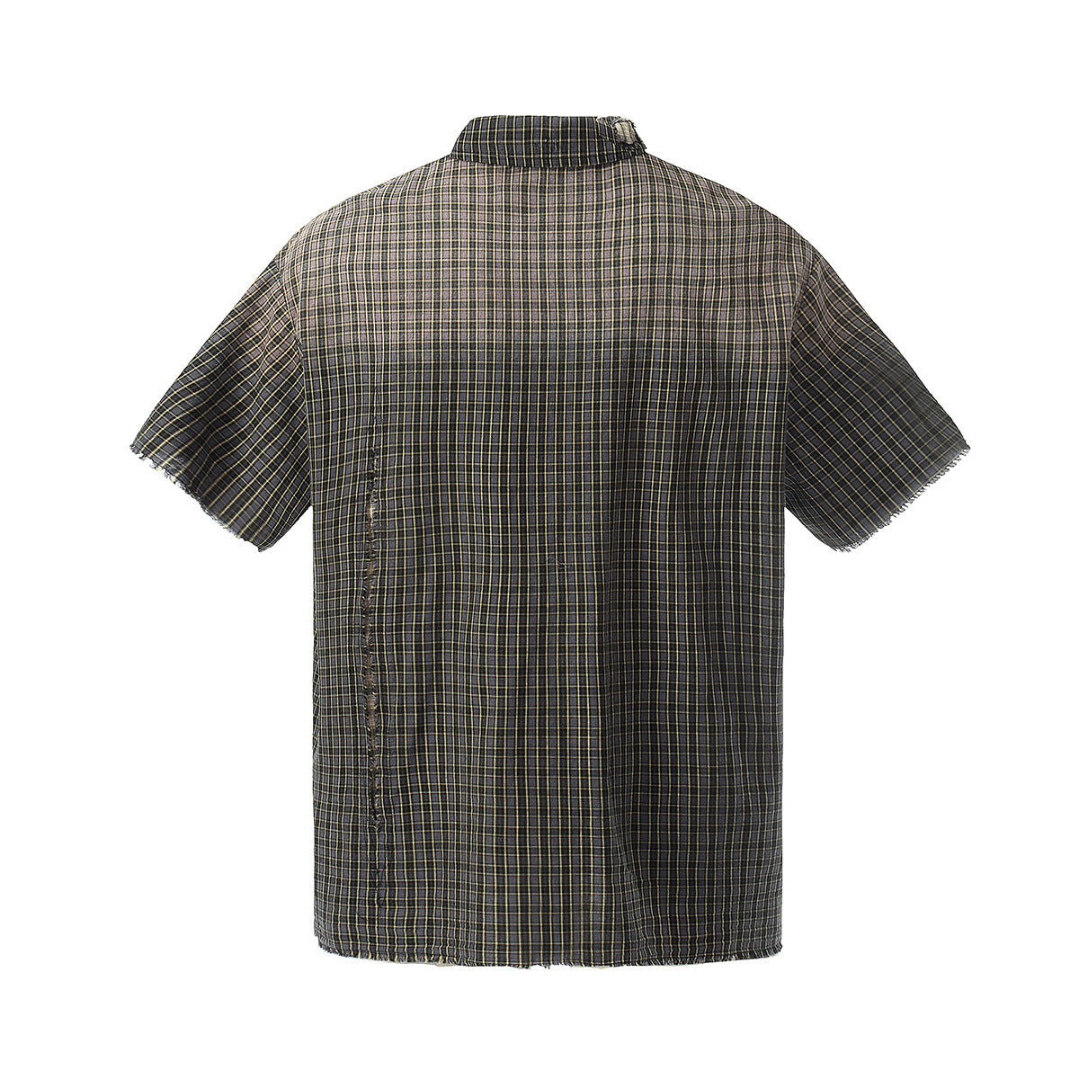 Plaid Cut Gradient Washed Short Sleeve Shirt WN25678