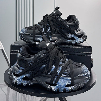Paint Splash Rope Lace Chunky Sole Sneakers WN24613