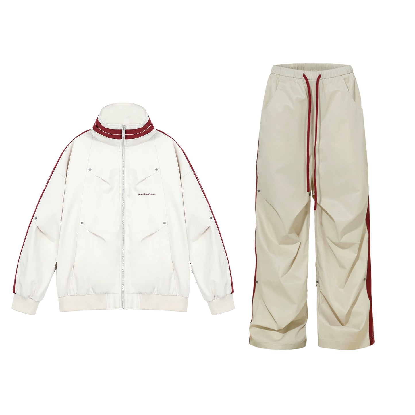 Stand Neck Sporty Jacket & Wide-leg Sporty Pants Setup WN9763