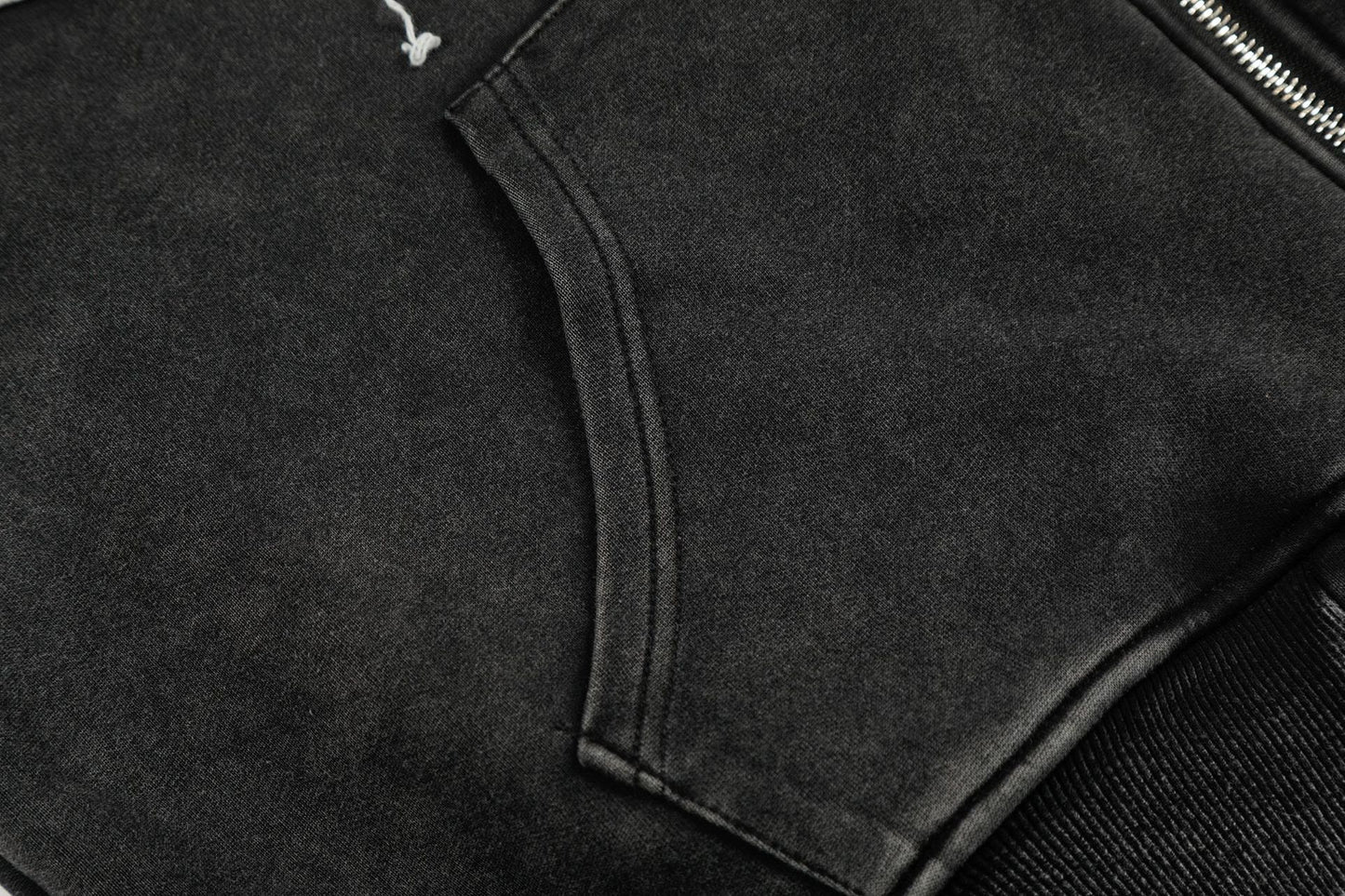 Washed Patch Logo Print Zipper Hoodie WN25763