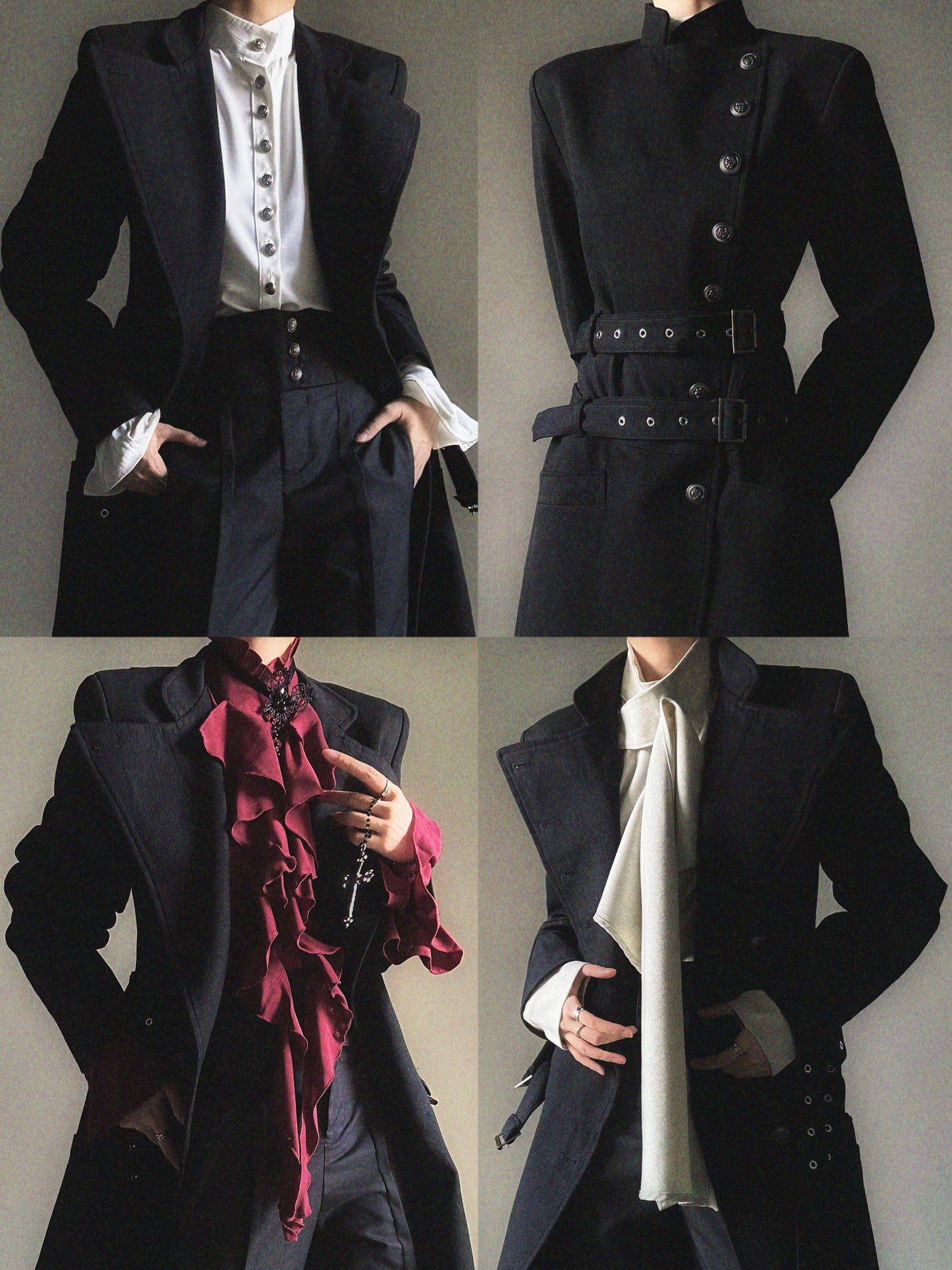 Structured Shoulder Two-Way Wear Standing-Collar Coat WN23123