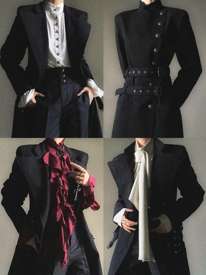 Structured Shoulder Two-Way Wear Standing-Collar Coat WN23123