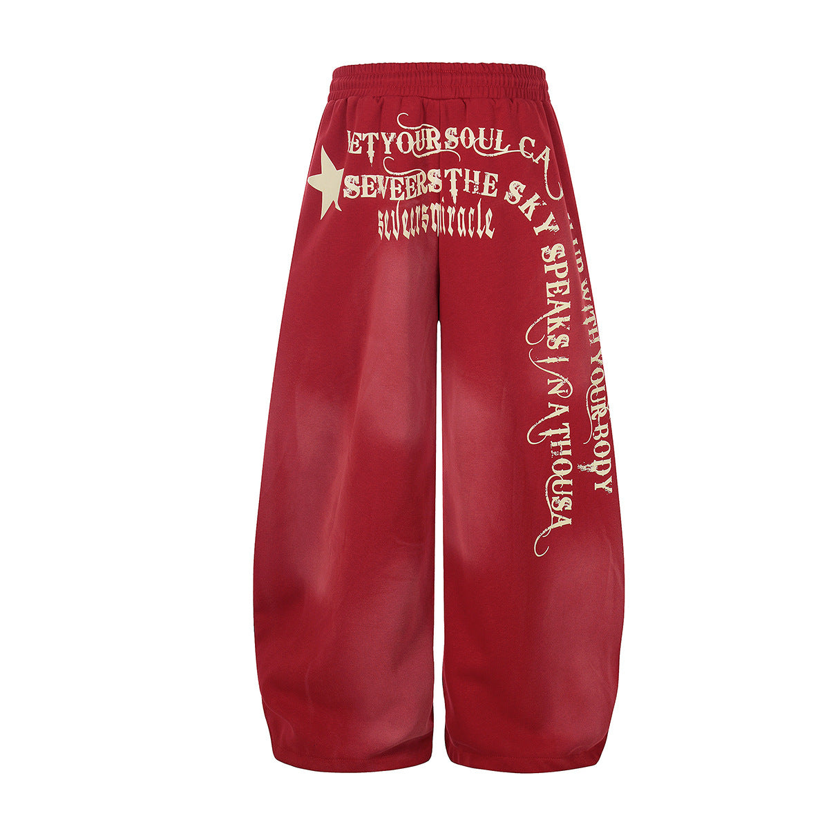Washed Gradient Logo Print Wide Leg Sporty Pants WN25526