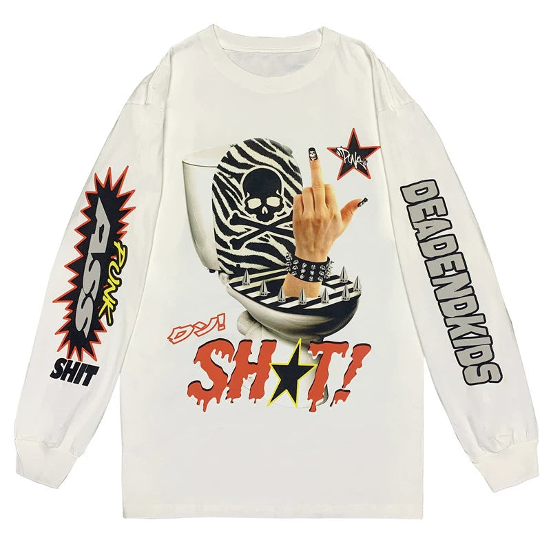 Graphic Letter Print Long Sleeve T-Shirt WN22250