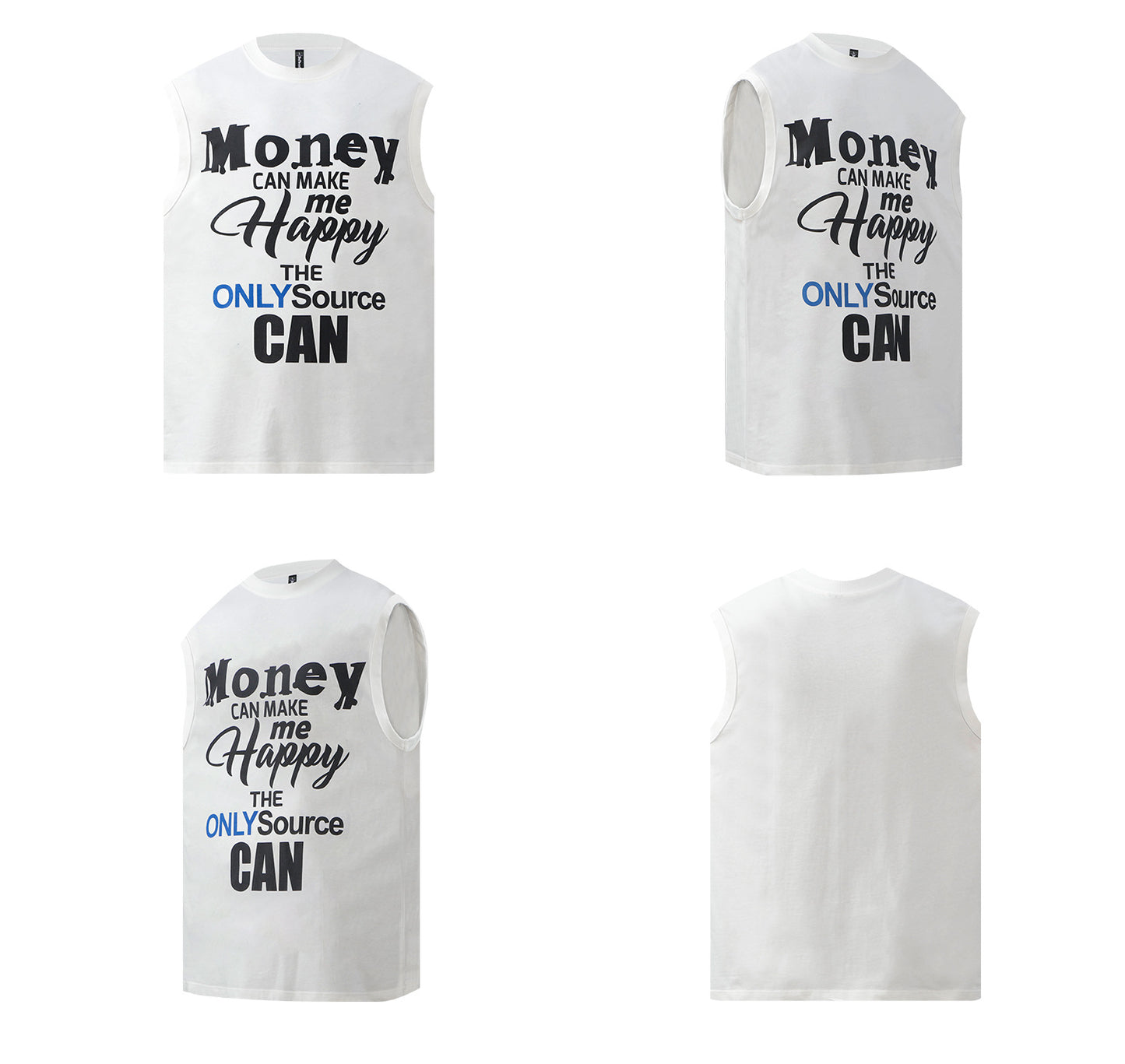 Letter Print Oversize Sleeveless T-Shirt WN26340
