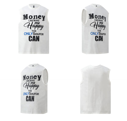 Letter Print Oversize Sleeveless T-Shirt WN26340